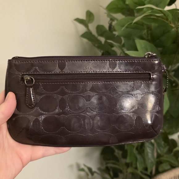 Coach Dark Purple Embossed Wristlet - Picture 3 of 4